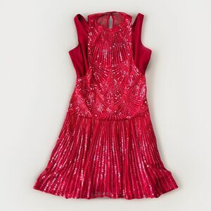 Bebe Red Sequin Mini Dress Size 8 Glam